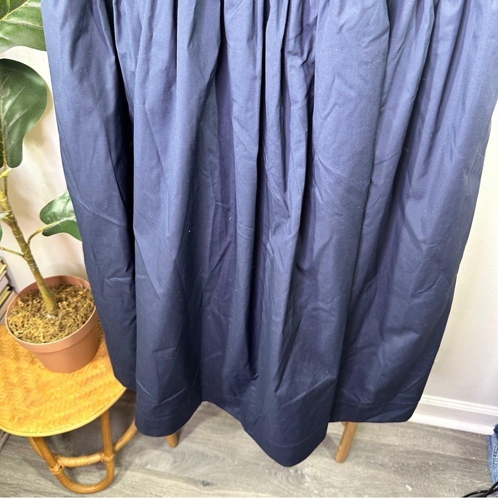 Jason Wu Smocked Drop Waist Midi Dress Navy Blue sz 14 - Picture 8 of 11